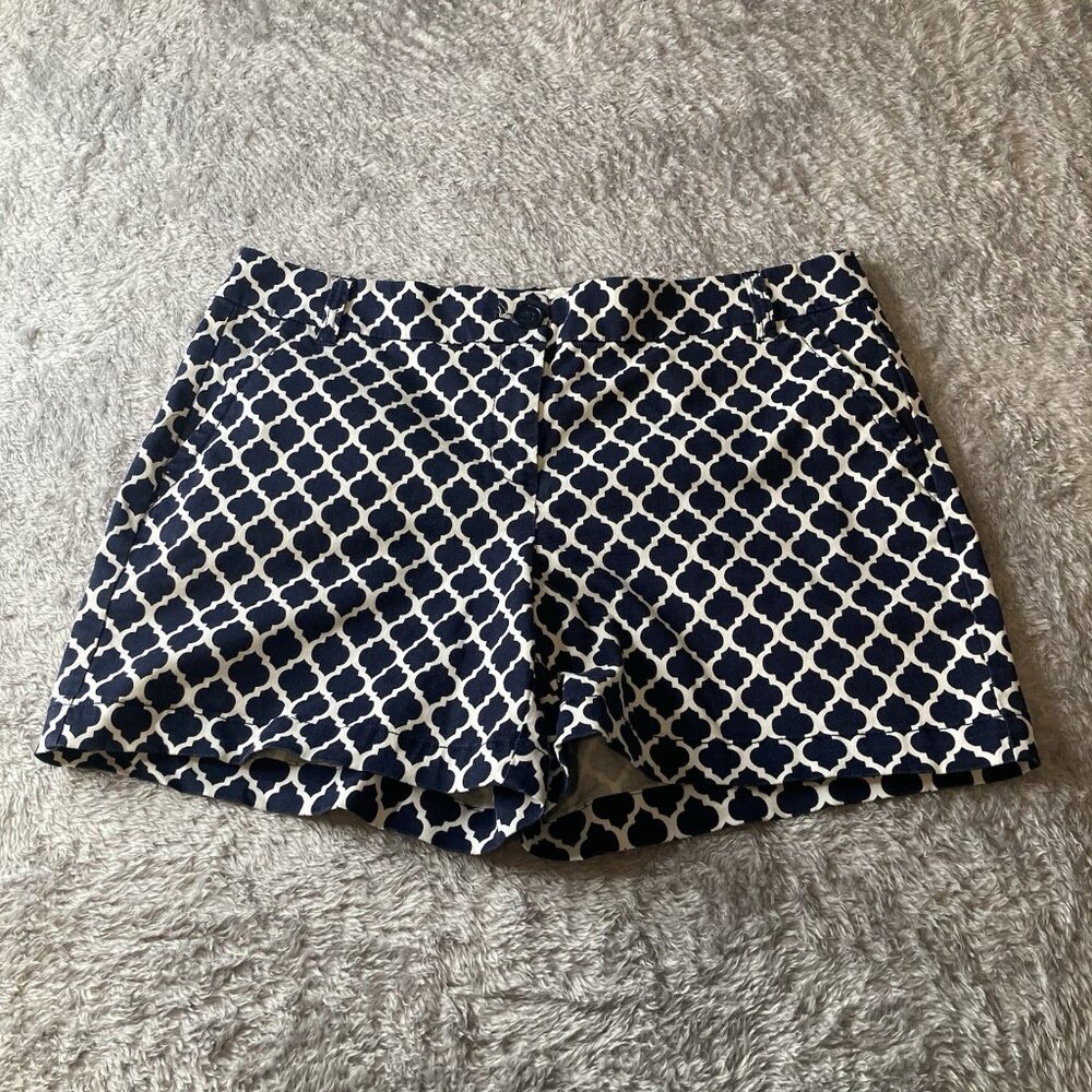 Crown & Ivy Shorts Size 10  Navy Blue Geometric Print Casual Dress Short